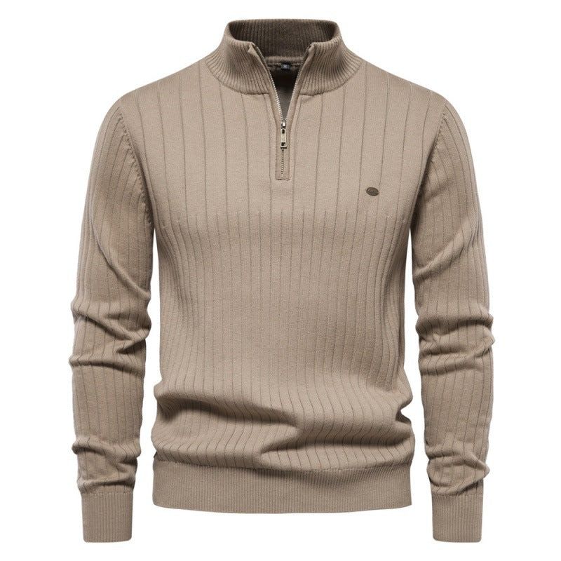 Herren Pullover mit halbem Reißverschluss und Rippstruktur Krohn-e