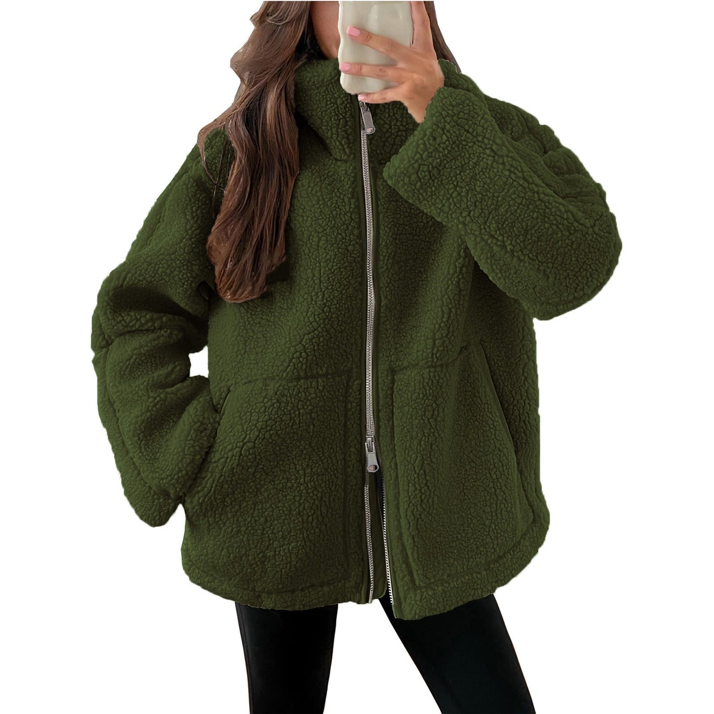 Damen Kuschelige Teddy-Jacke mit Reißverschluss Krohn-e