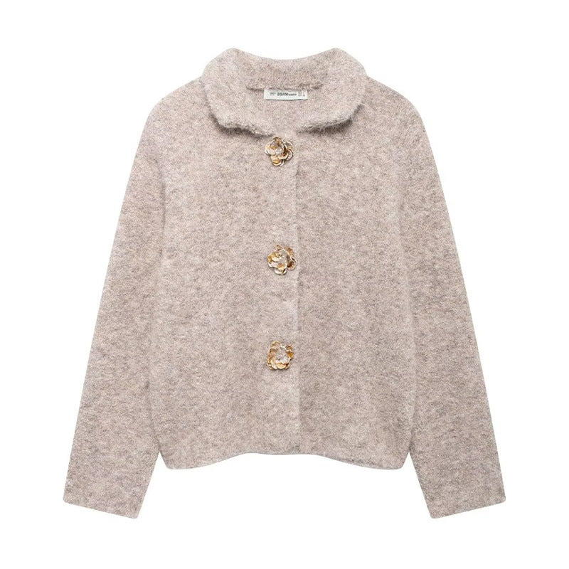 Damen Kuschelige Strickjacke mit dekorativen Knöpfen Krohn-e