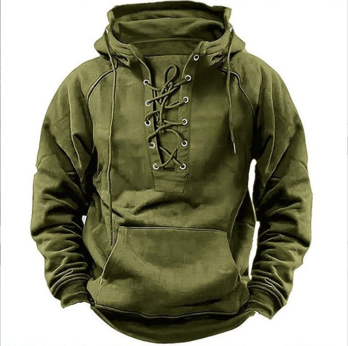 Herren Kapuzenpullover mit modernem Schnürdesign und weichem Innenfutter Krohn-e