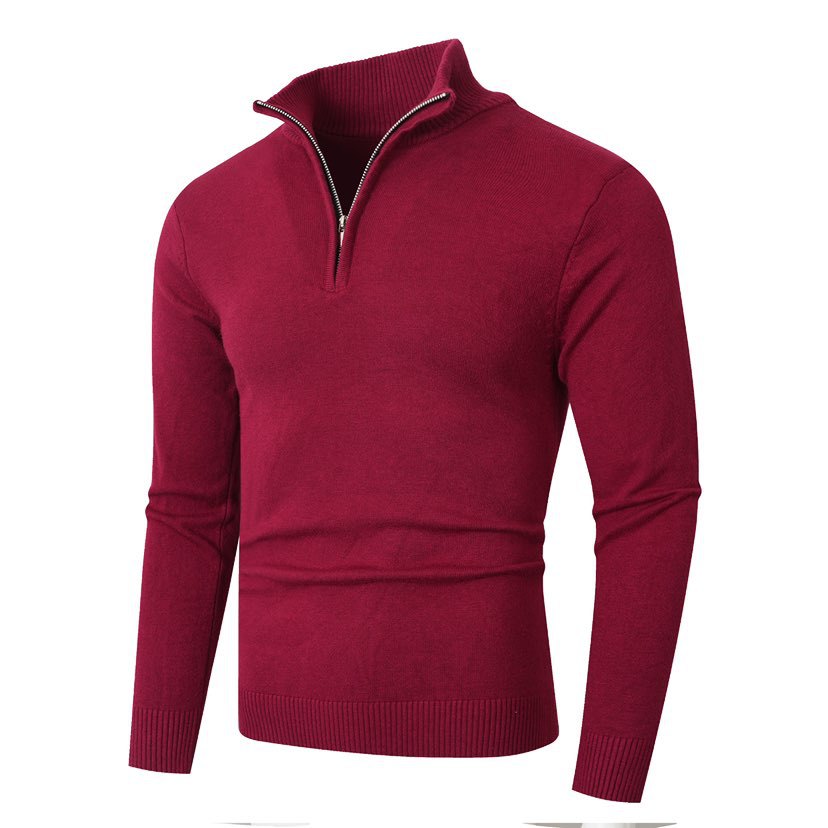Herren Strickpullover mit modernem Stehkragen und hochwertigem Reißverschluss Krohn-e