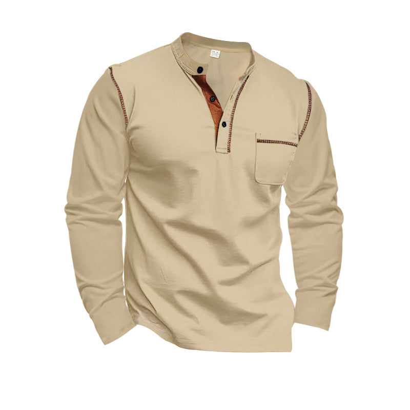 Herren Langarmshirt mit lässigem Stehkragen und kontrastierenden Akzenten Krohn-e