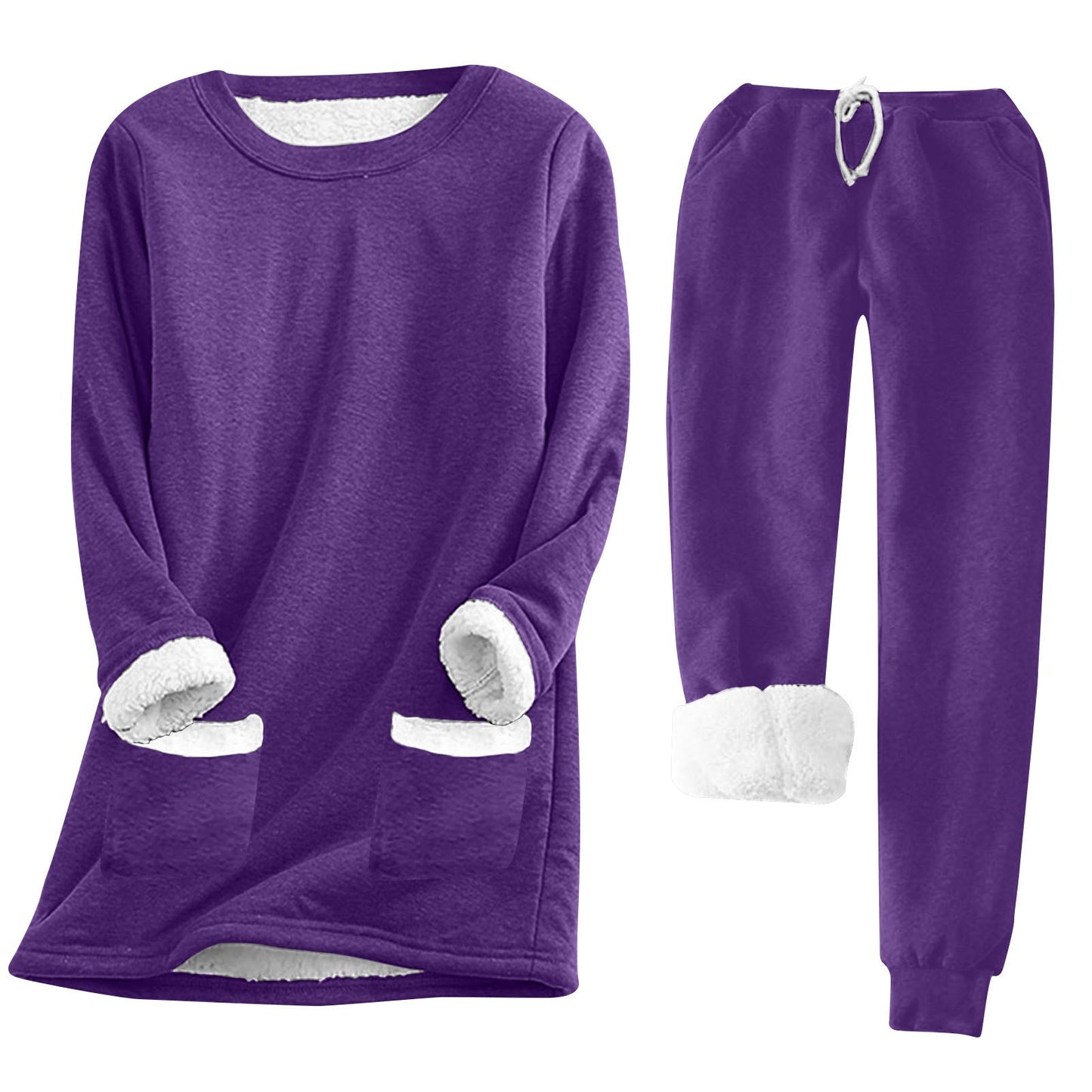 Damen Kuschelige Loungeanzug mit Fleece-Innenfutter und praktischen Taschen Krohn-e