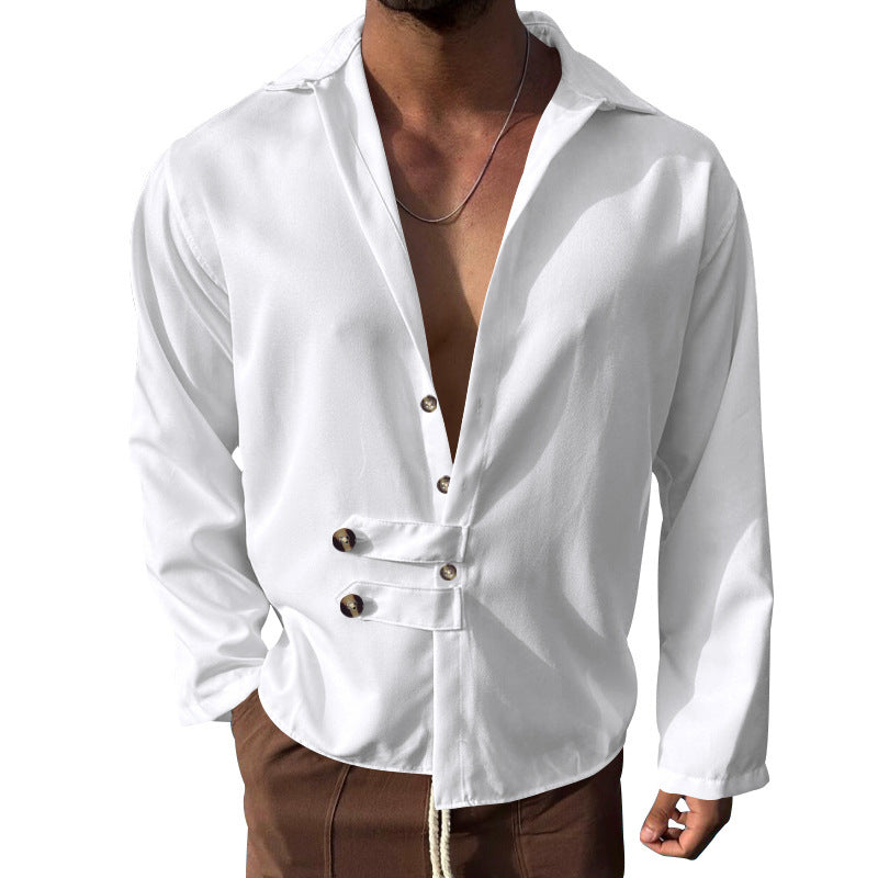 Herren Elegantes Hemd mit innovativem Knopfdesign und tiefem V-Ausschnitt Krohn-e
