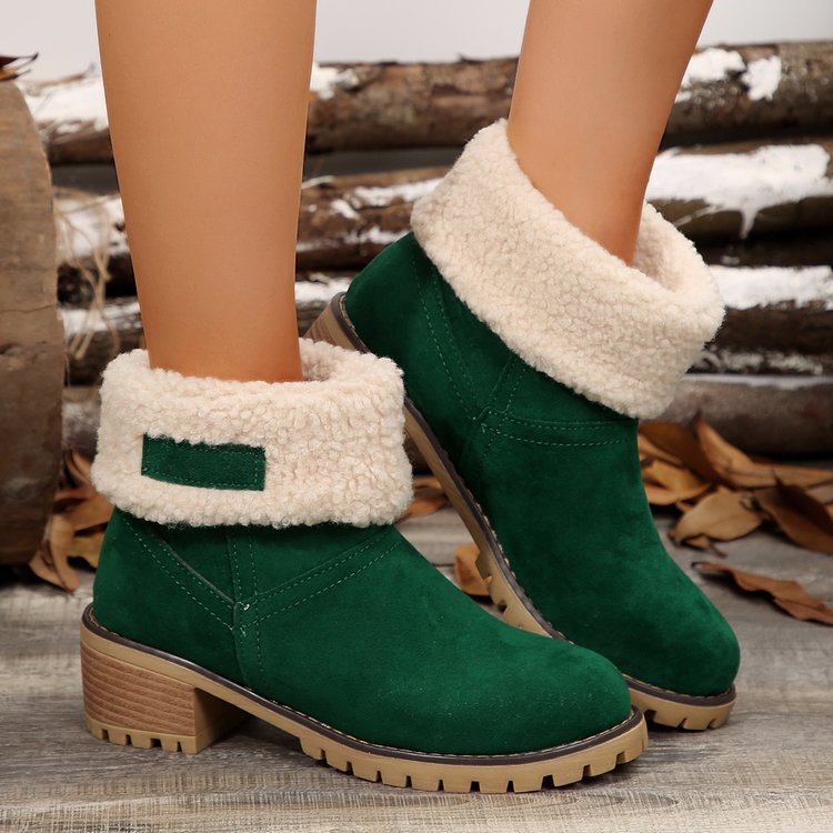 Damen warme Stiefeletten mit flauschigem Schafsfellkragen Krohn-e