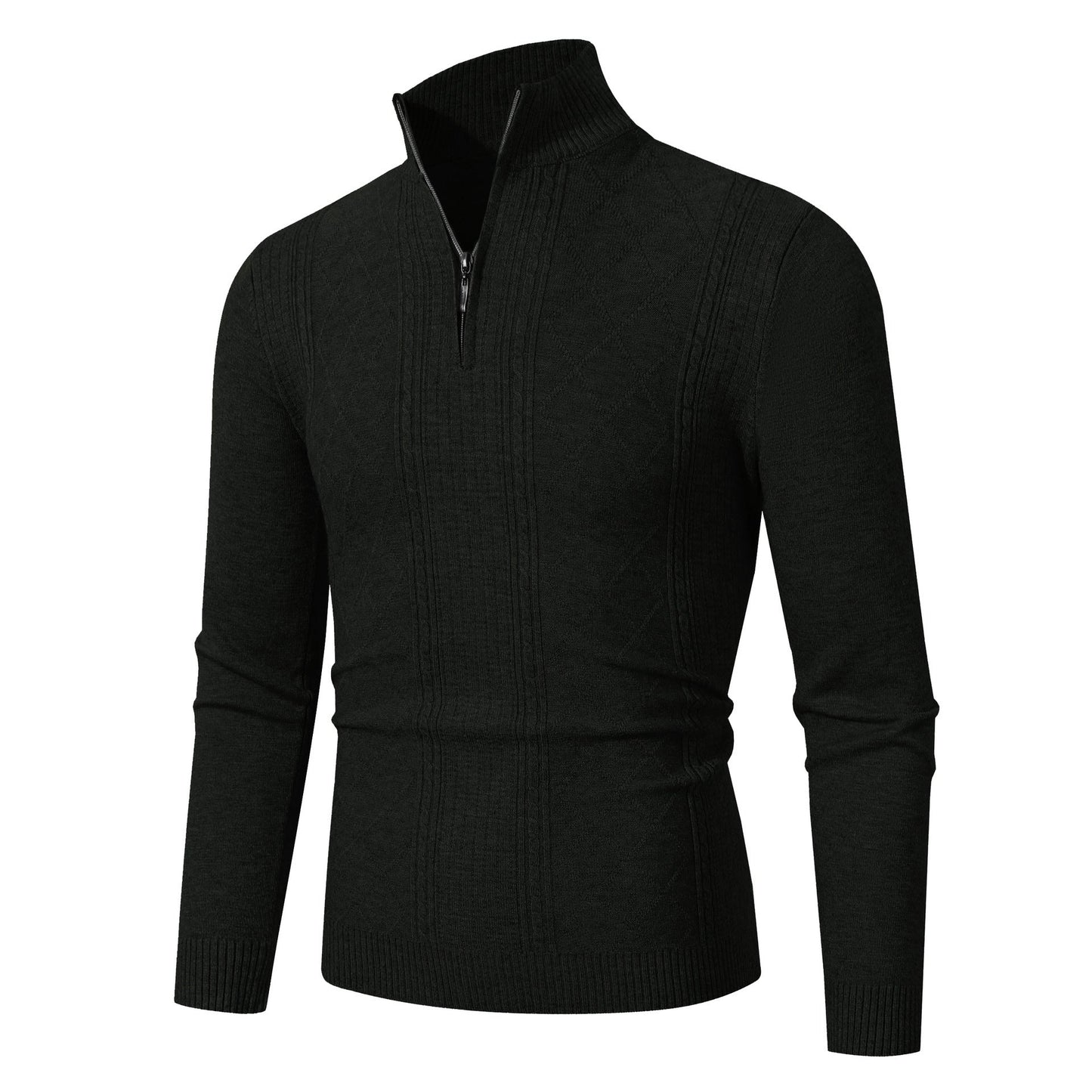 Herren eleganter Strickpullover mit Stehkragen und Reißverschluss Krohn-e