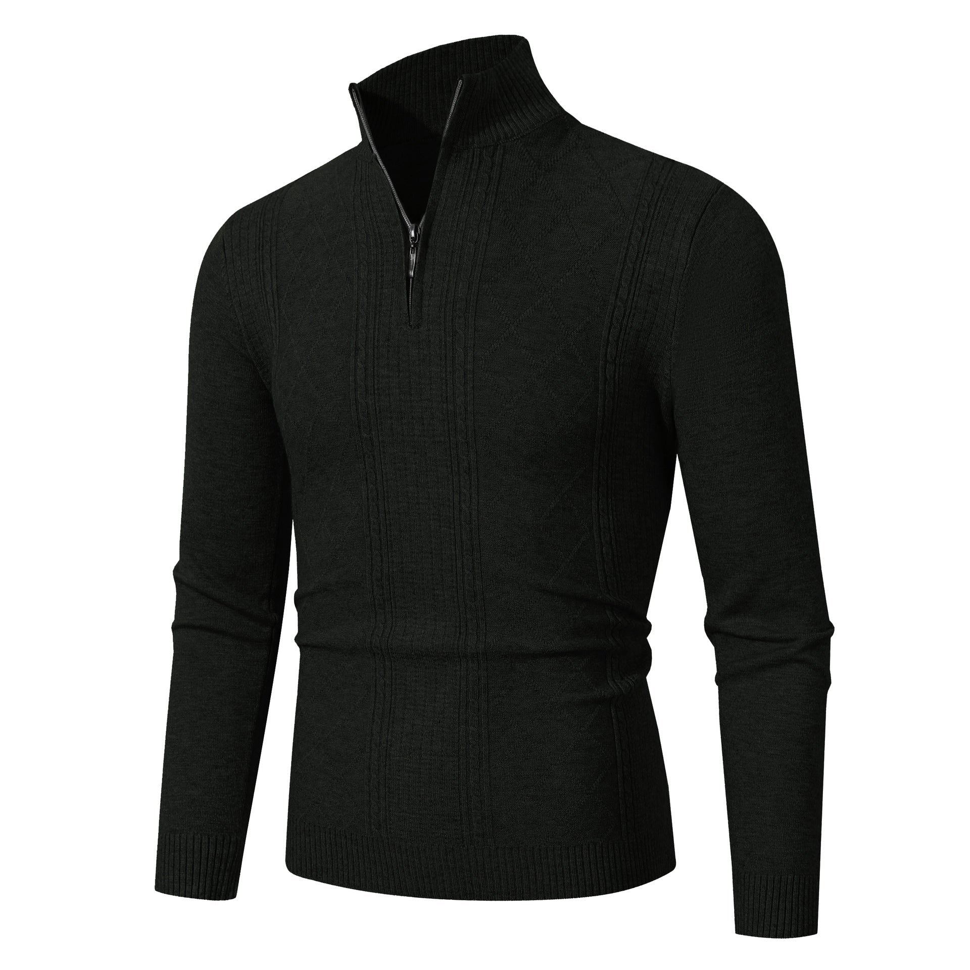 Herren eleganter Strickpullover mit Stehkragen und Reißverschluss Krohn-e