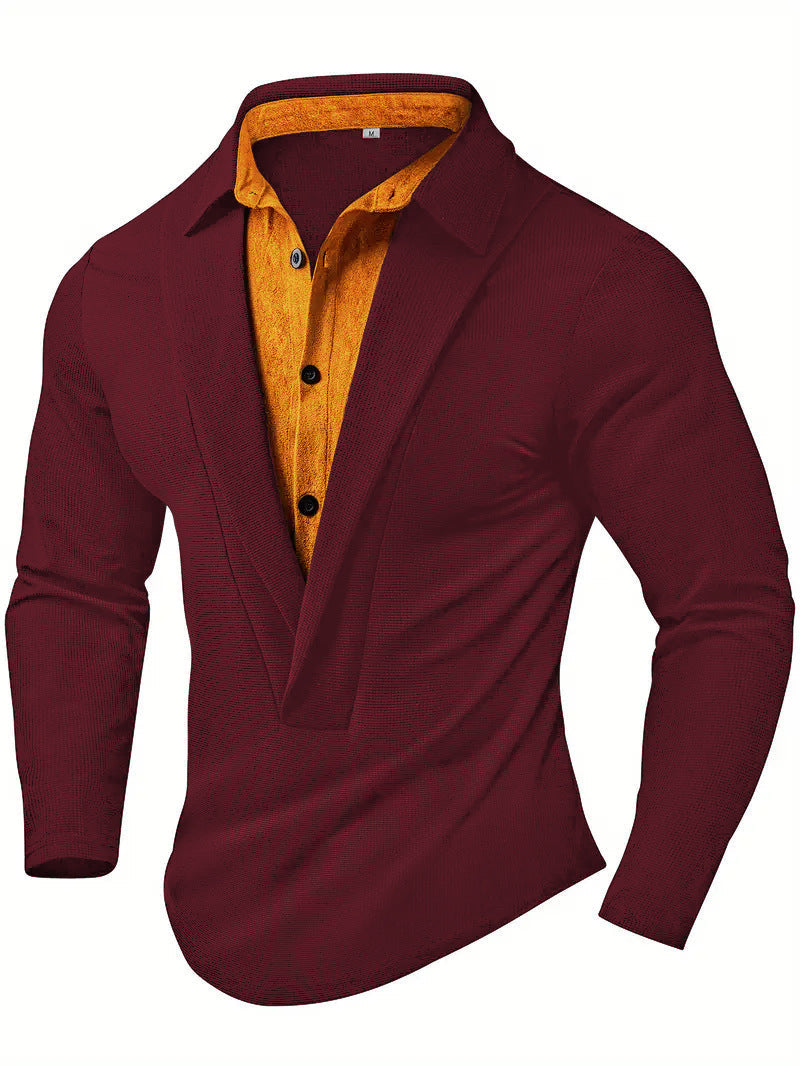 Herren Elegantes Langarmhemd mit modernem Kragen und texturiertem Design Krohn-e