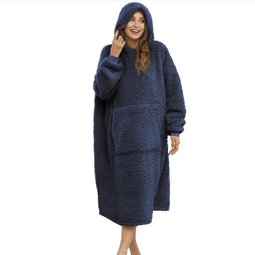 Herren Kuscheliger Fleece-Bademantel mit Kapuze und Taschen Krohn-e