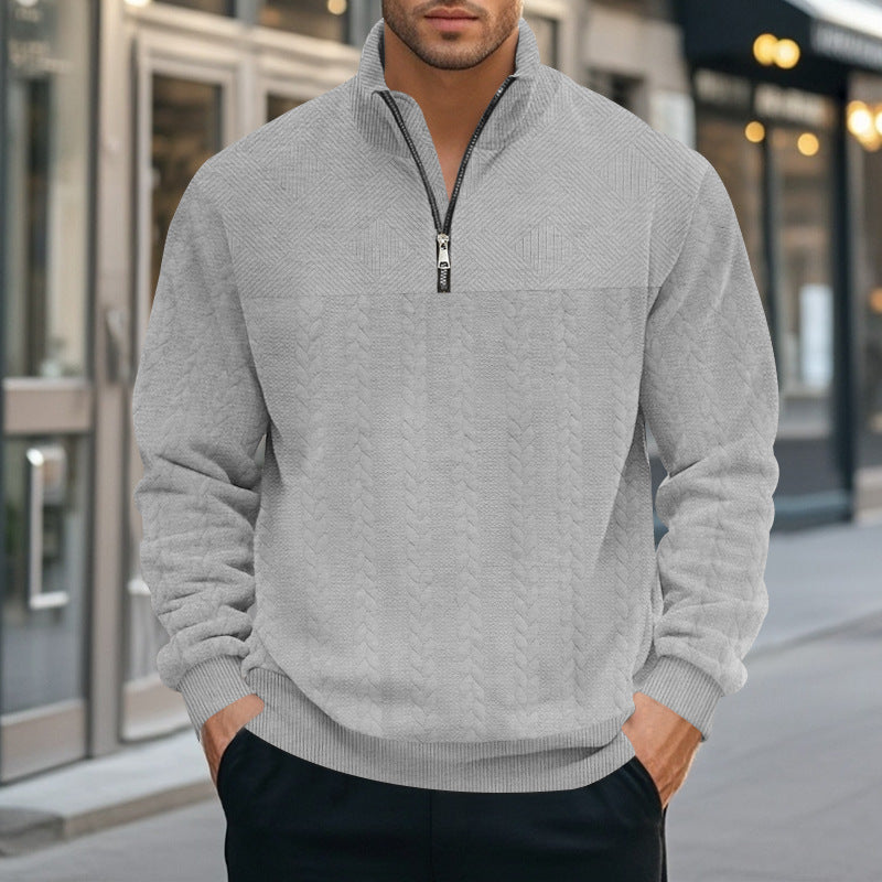 Herren Strickpullover mit modernem Stehkragen und Reißverschluss Krohn-e