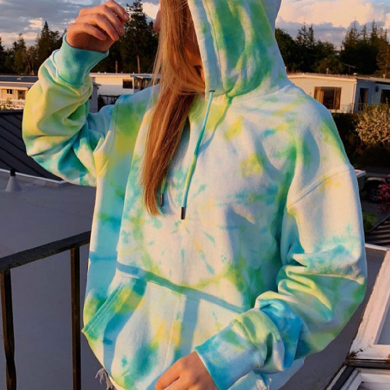 Damen Kapuzenpullover aus kuscheligem Material mit Batikdesign Krohn-e