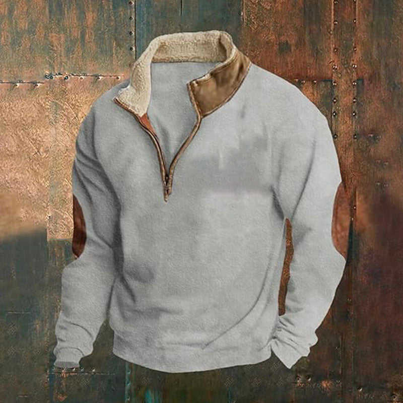 Herren Fleece-Pullover mit hohem Kragen und robusten applikationen Krohn-e