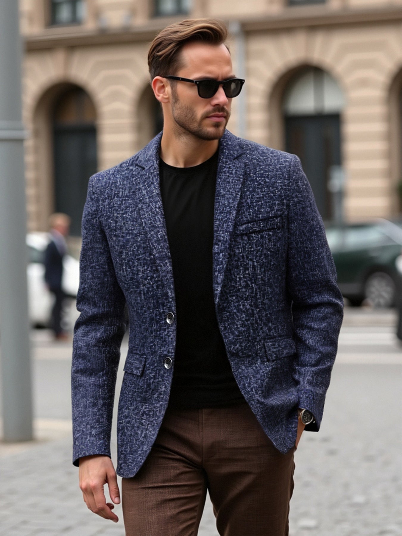 Herren eleganter strukturierten Blazer mit modernem Gewebe und stilvollen Details Krohn-e