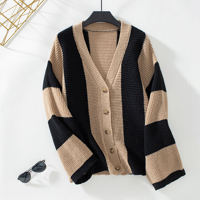 Krohn-e | Gestreifter Strick Strickjacke