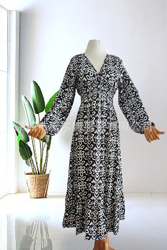 Fudus Plus Size Blumenkleid mit V-Ausschnitt, Feen-Stil