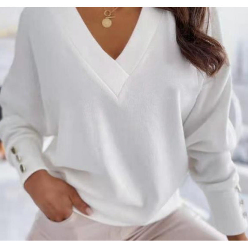Damen lässiger V-Ausschnitt Pullover aus weichem Baumwollmix Krohn-e