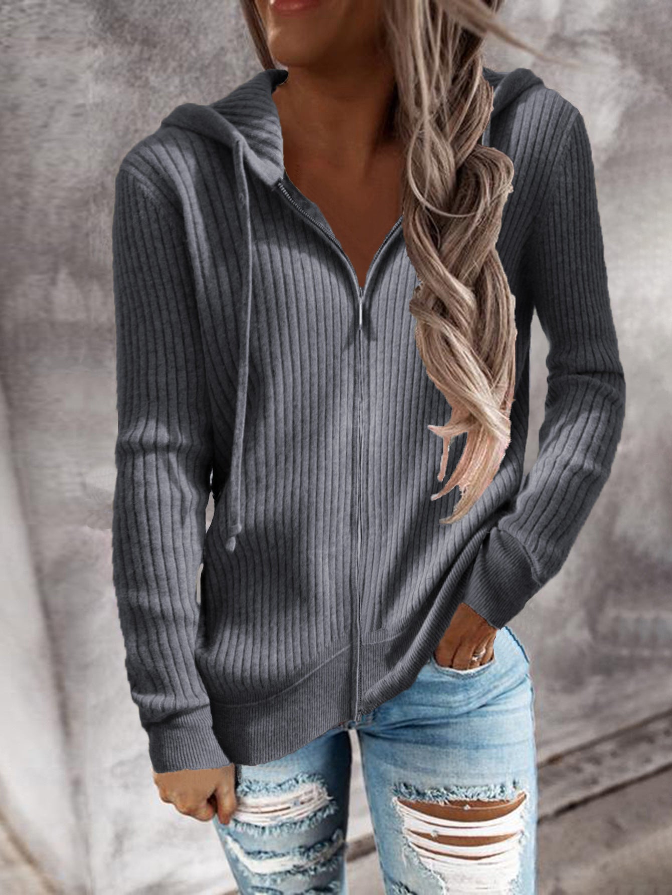 Damen Kapuzenjacke aus strukturiertem Material mit praktischen Taschen Krohn-e