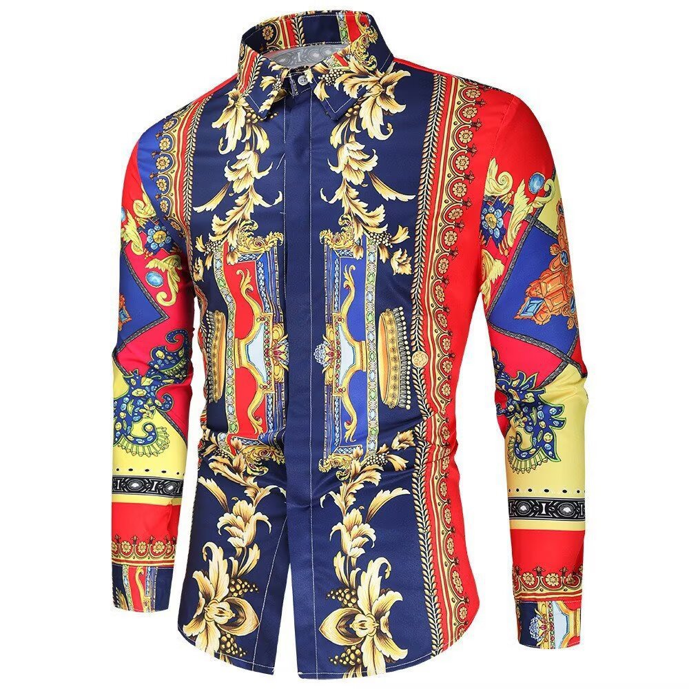 Herren Langarmhemd mit extravagantem Barockmuster und moderner Passform Krohn-e