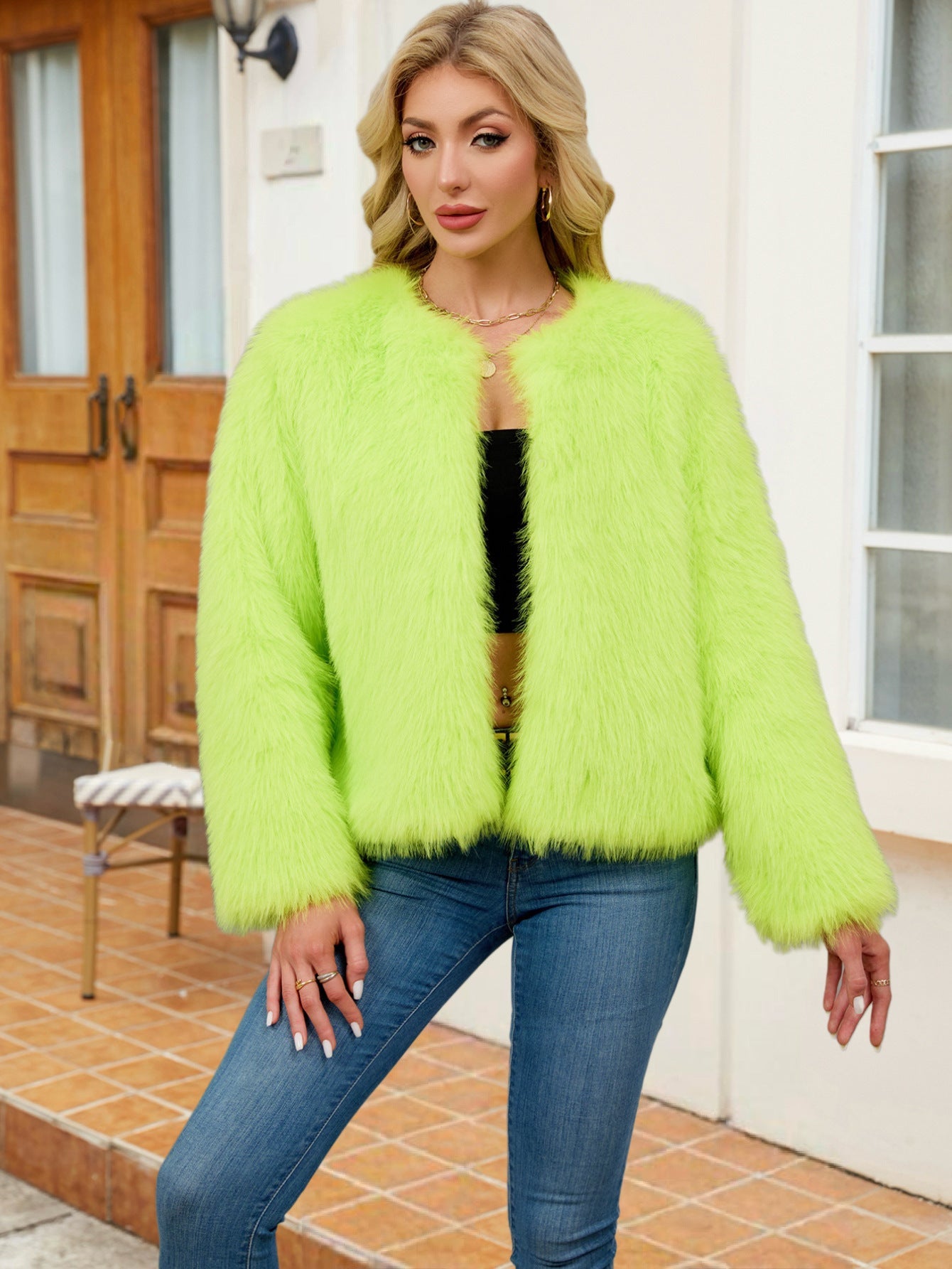 Damen Flauschige Kurzjacke aus Kunstfell mit lockerer Passform Krohn-e
