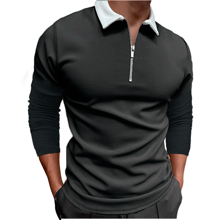 Herren sportlicher Pullover mit 1/4 Reißverschluss und kontrastierendem Kragen Krohn-e