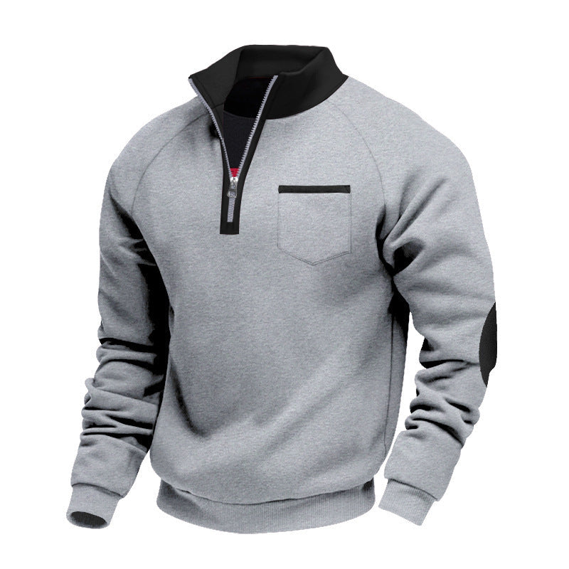 Herren Sweatshirt mit Stehkragen und praktischen Taschen Krohn-e