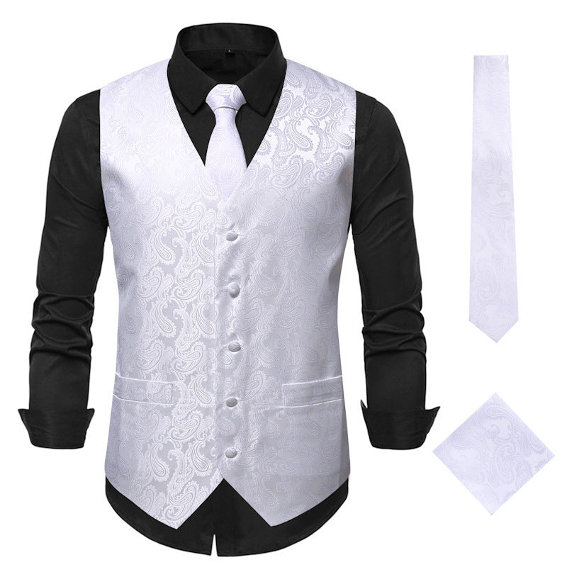 Herren elegante Anzugweste mit eleganten Paisley-Muster und passendem Zubehör Krohn-e
