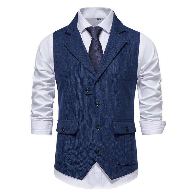 Herren Anzugweste aus hochwertigem Herringbone-Stoff Krohn-e