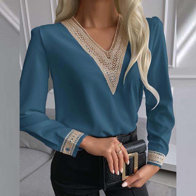 Damen elegante Bluse mit Spitzenbesatz Krohn-e