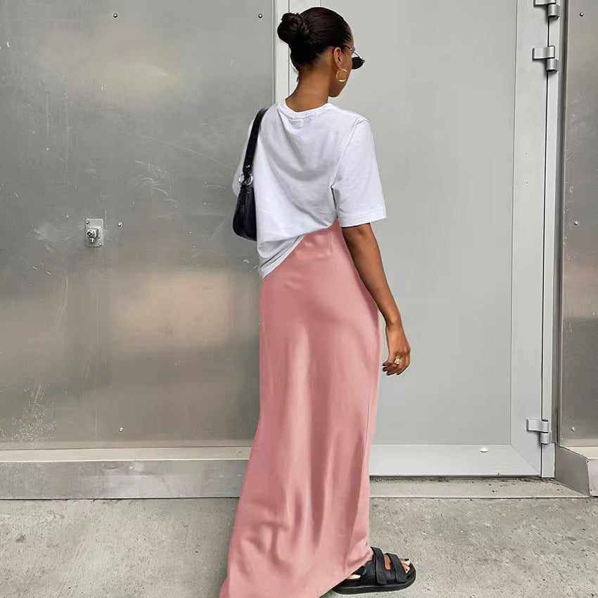 Damen elegantes Maxikleid mit asymmetrischem Schnitt und dekorativem Überwurf Krohn-e