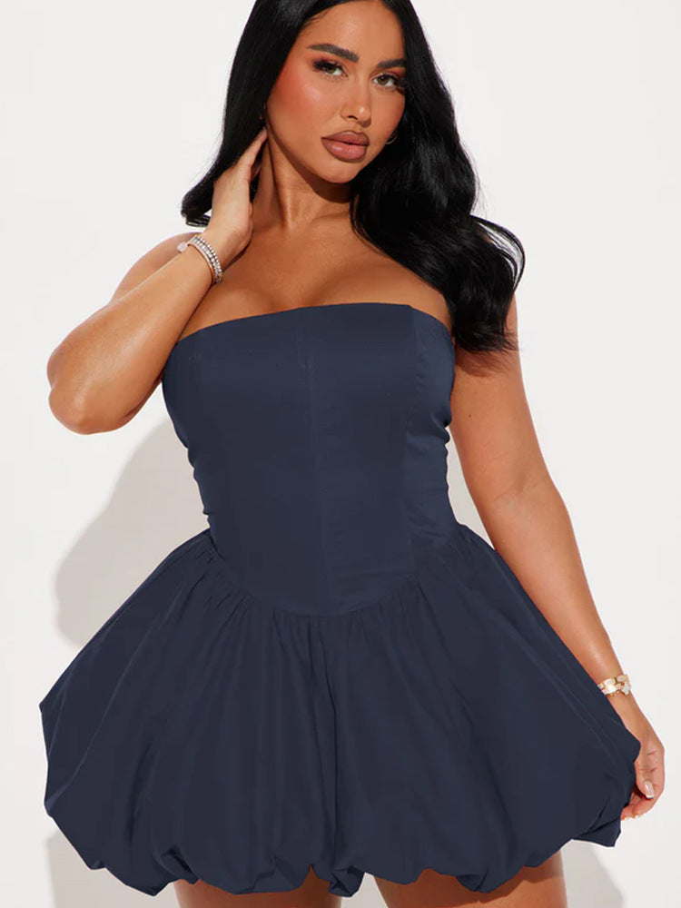Damen Trägerloses Babydoll-Kleid mit voluminösem Saum Krohn-e