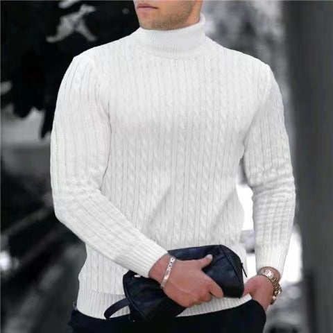 Herren Strickpullover mit modernem Rippmuster und hohem Kragen Krohn-e