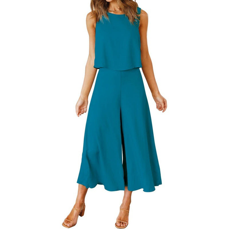 Damen Jumpsuit mit fließendem Schnitt und weitem Bein Krohn-e