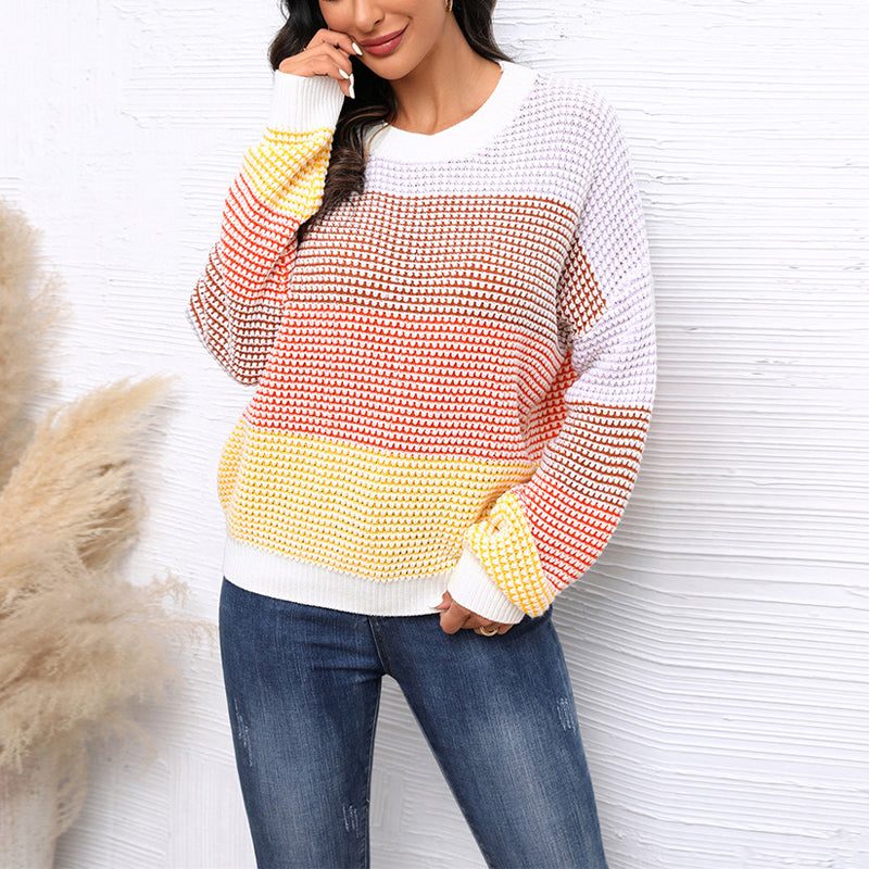 Krohn-e | Modischer Strickpullover Im Farbblockdesign