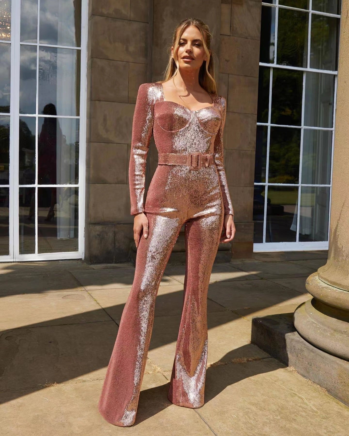 Damen Glamouröser Pailletten Jumpsuit mit schicker Taillierung Krohn-e