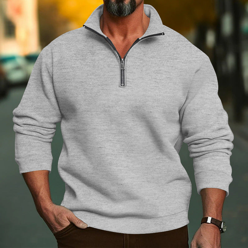 Herren Sweatshirt mit halblangem Reißverschluss und weichem Innenfutter Krohn-e