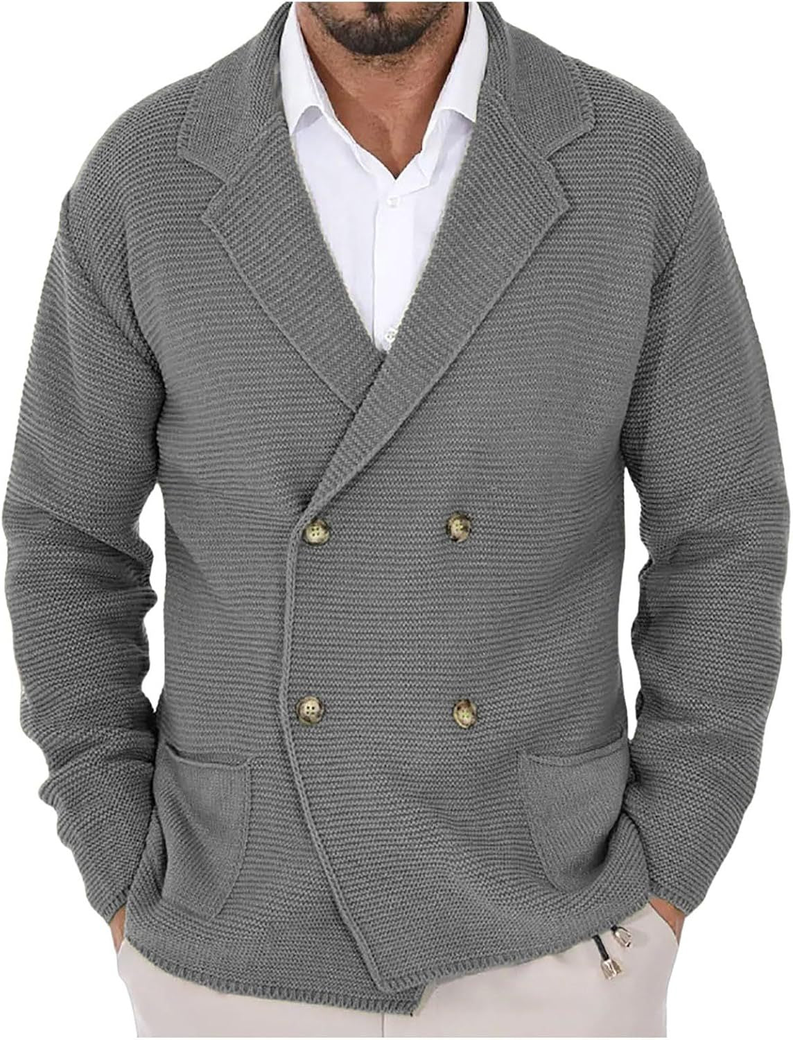 Herren Strickjacke mit modischem Schalkragen und dekorativen Knöpfen Krohn-e