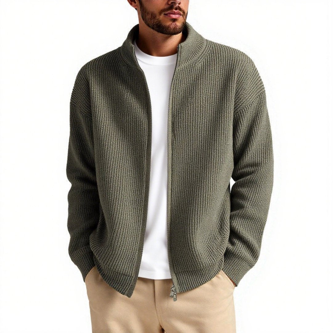 Herren Strickjacke mit hohem Kragen und praktischem Reißverschluss Krohn-e