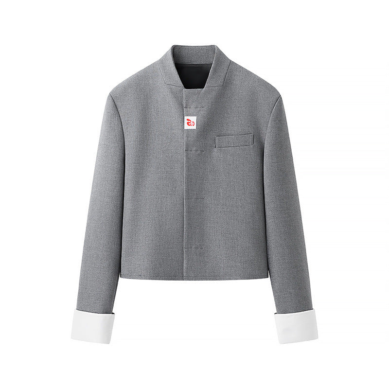 Damen modische Kurzjacke mit asymmetrischem Design und elegantem Stehkragen Krohn-e