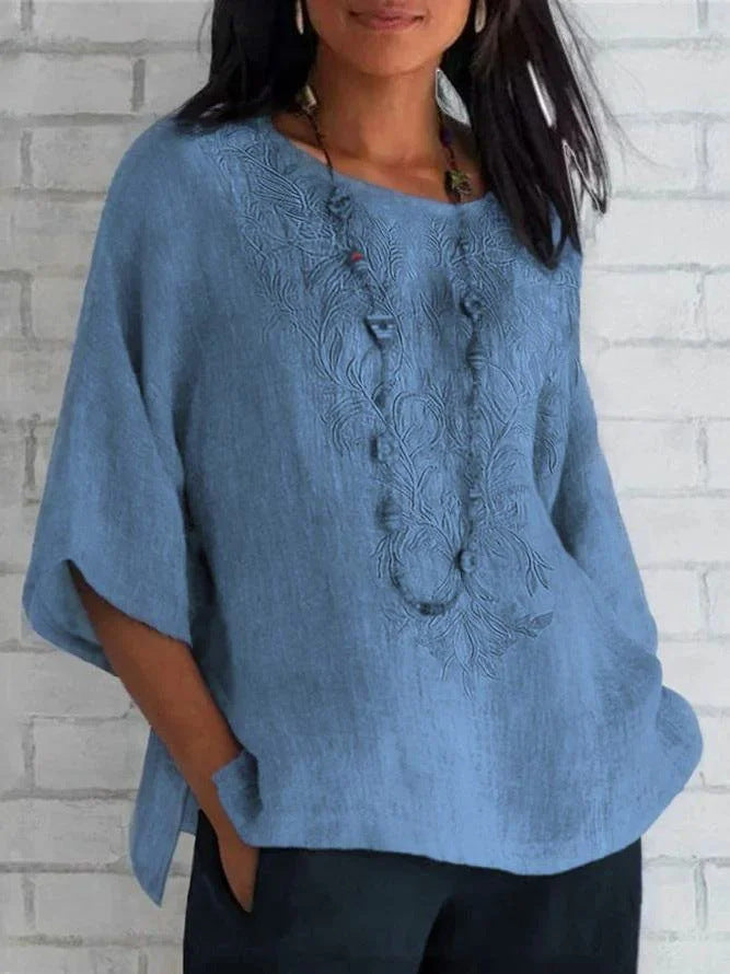 Damen bestickte Leinenbluse Krohn-e