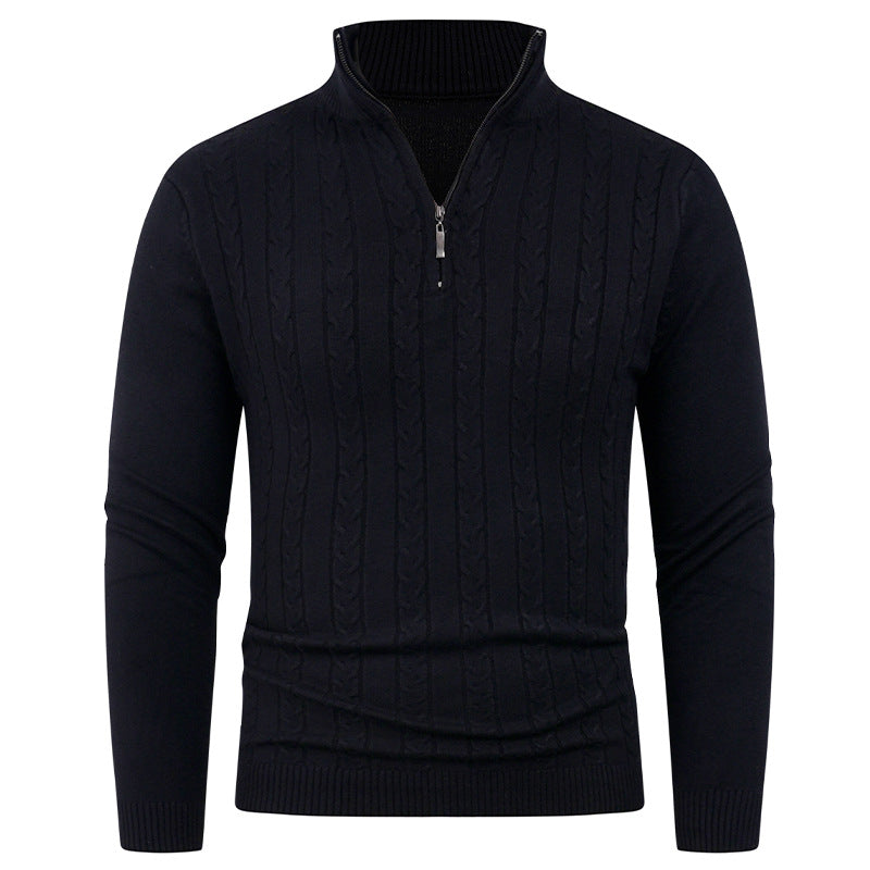 Herren Strukturierter Pullover mit ZIP-Kragen Krohn-e