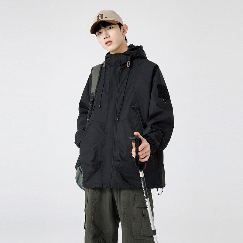 Herren Windbreaker-Jacke mit verstellbarem Kapuzenkragen und praktischen Taschen Krohn-e