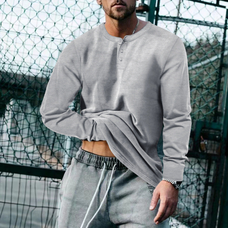Herren Langarm-Henley-Shirt mit klassischem Knopfleisten-Design und weichem Baumwollmix Krohn-e