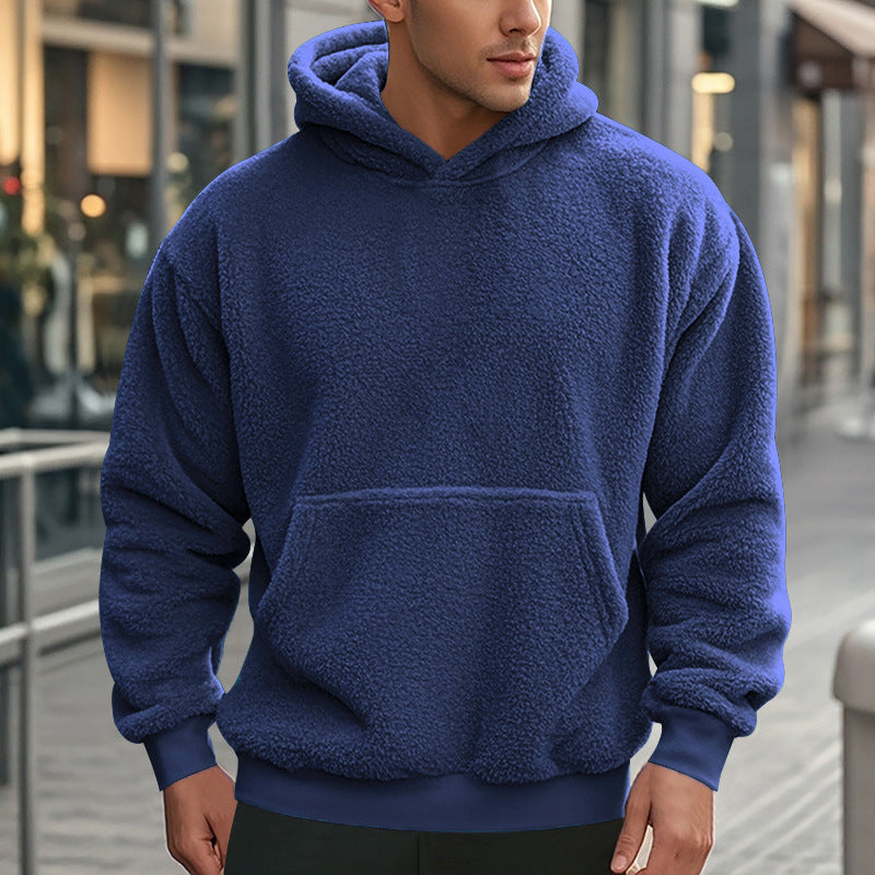 Herren Hoodie aus kuscheligem Teddy-Fleece mit Kängurutasche und breiten Bündchen Krohn-e