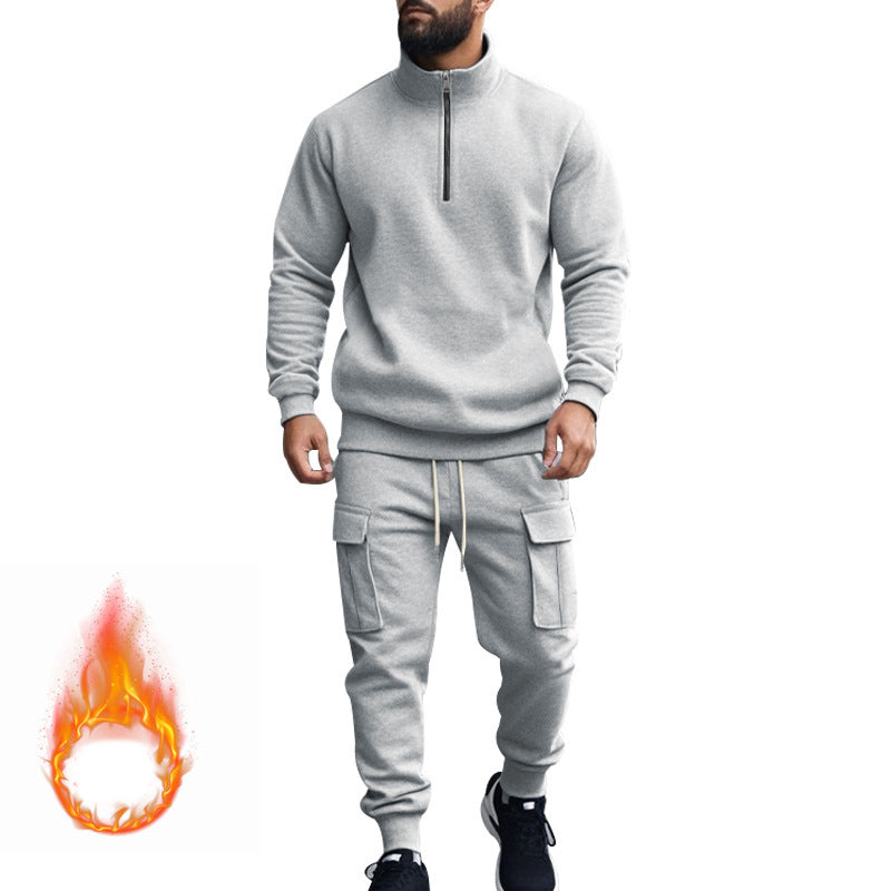 Herren Sportliches Fleece-Set mit funktionalem Reißverschluss und Cargo-Hosen Krohn-e