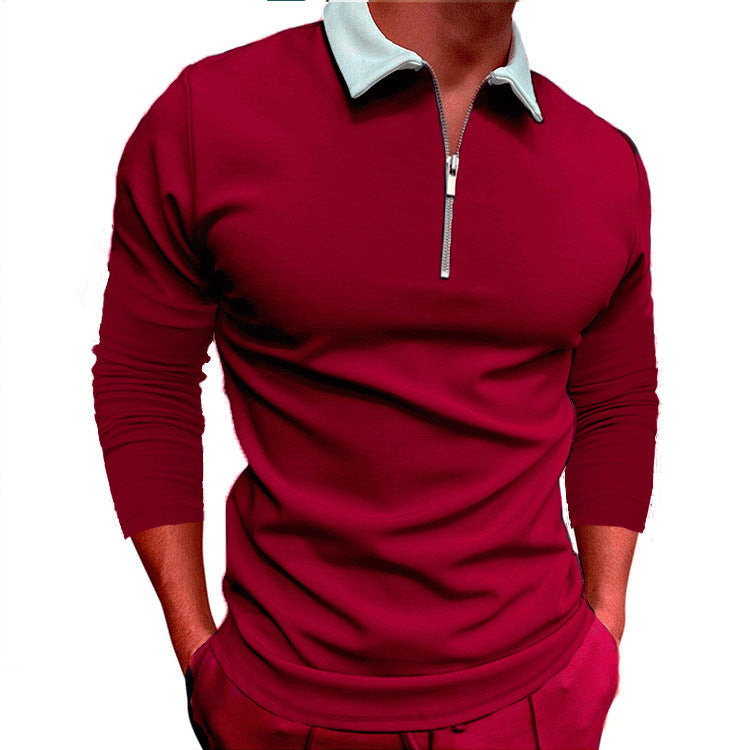 Herren sportlicher Pullover mit 1/4 Reißverschluss und kontrastierendem Kragen Krohn-e
