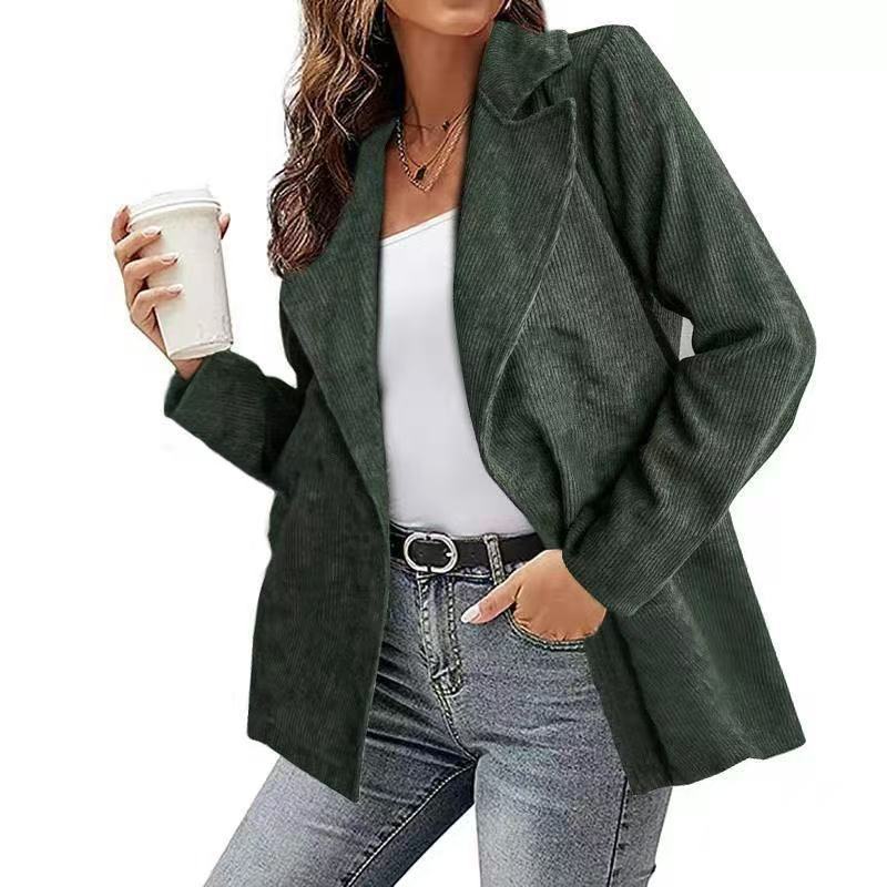 Damen Cordjacke im modernem Schnitt mit schickem Revers und zwei praktischen Taschen Krohn-e