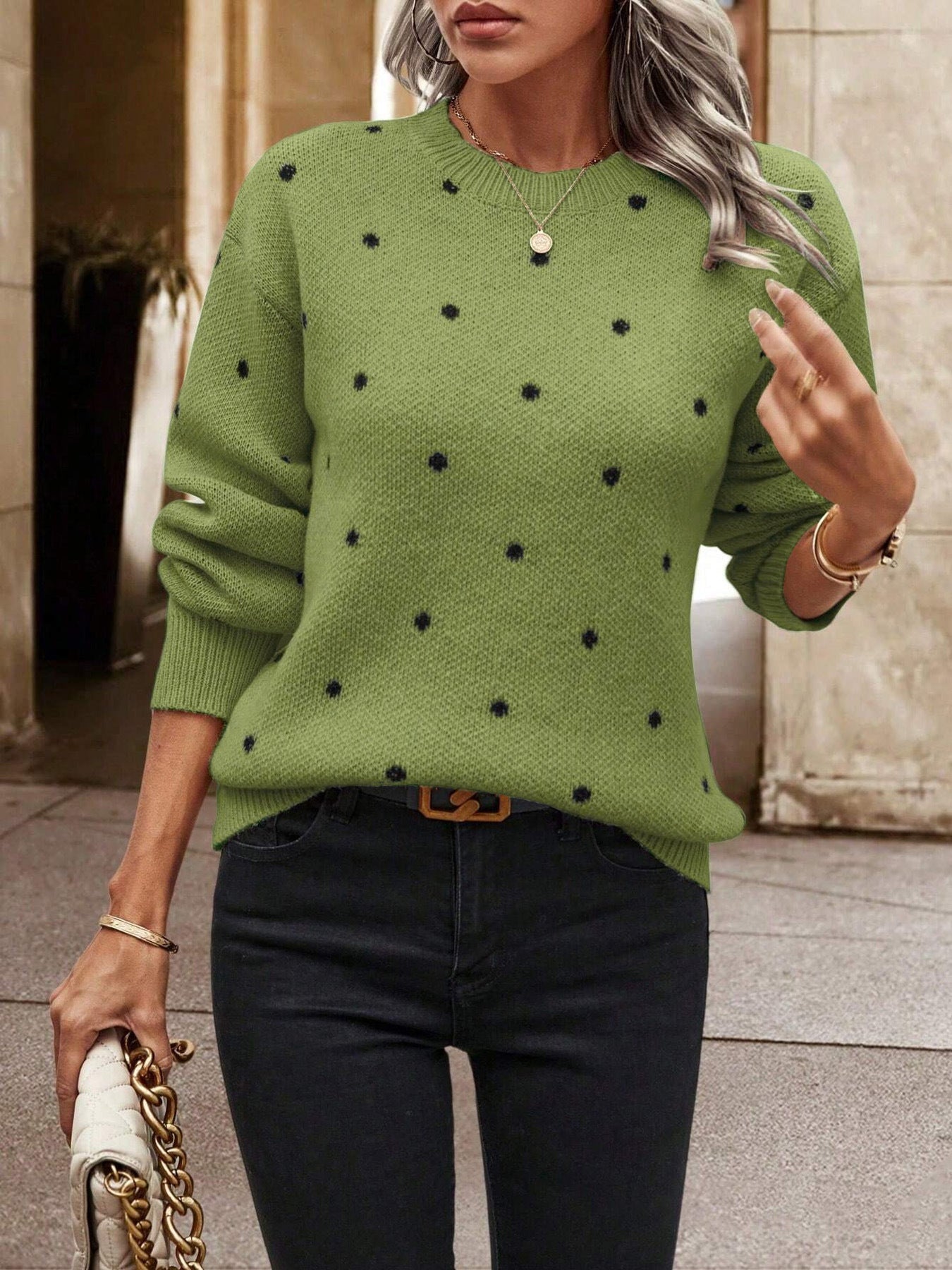 Damen Pullover mit strukturiertem Punktdesign Krohn-e