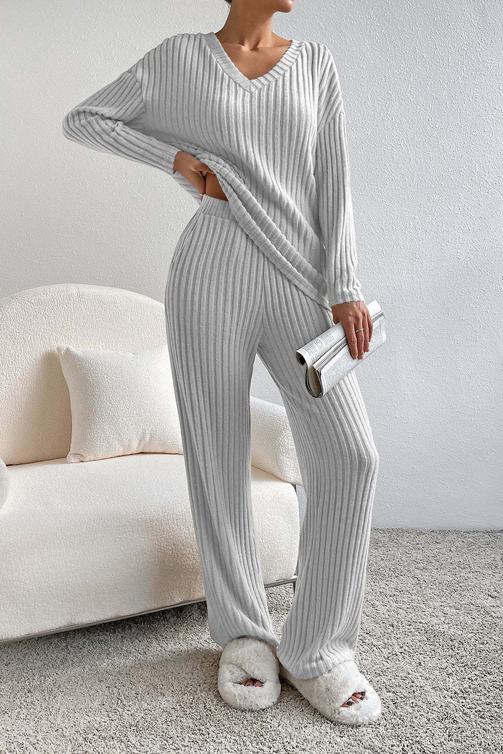 Damen Bequemes Lounge-Set mit Rippstruktur Krohn-e