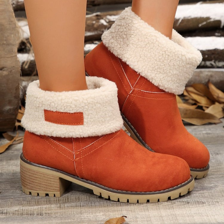 Damen warme Stiefeletten mit flauschigem Schafsfellkragen Krohn-e