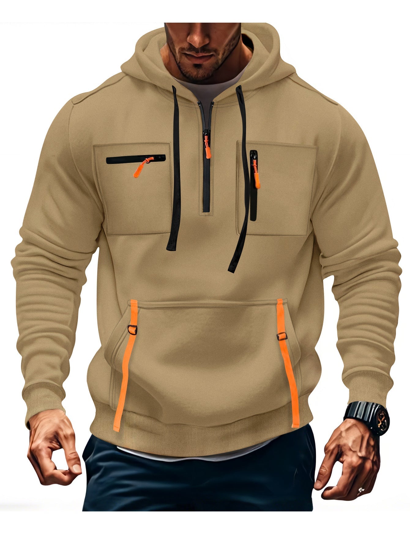 Herren modischer Kapuzenpullover mit funktionalen Reißverschlusstaschen Krohn-e